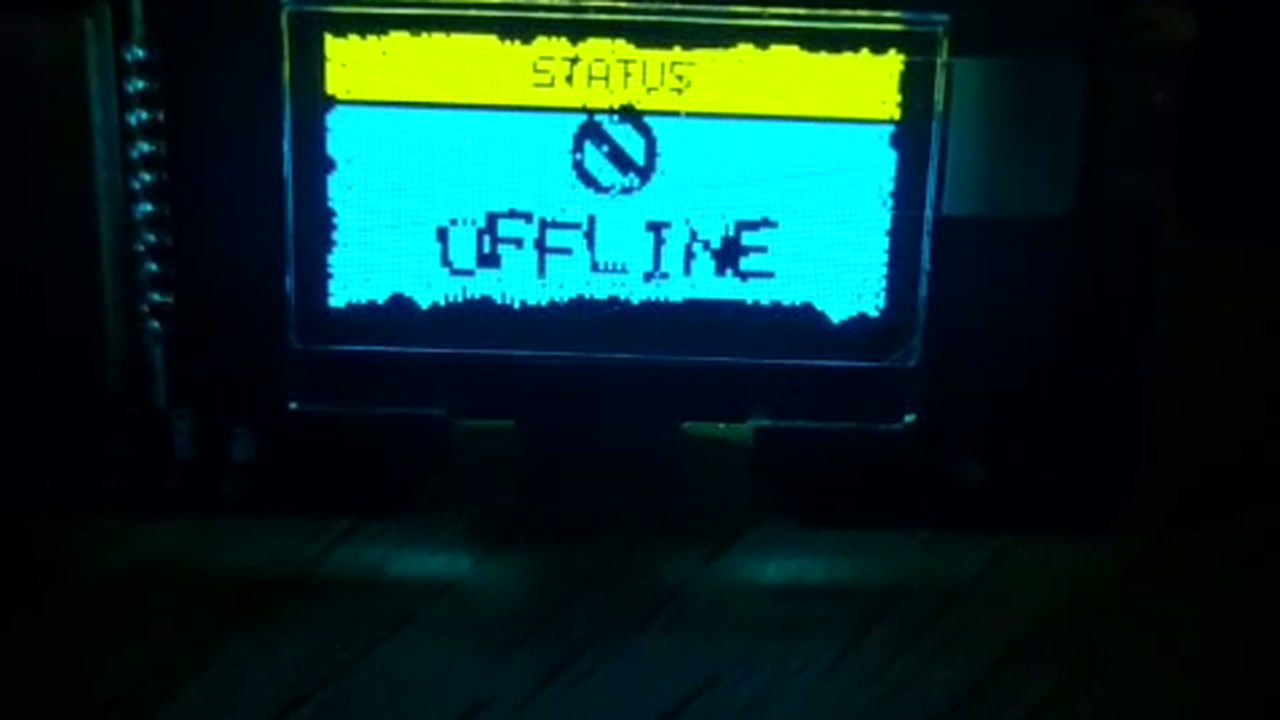 OLED frame — STATUS / OFFLINE — no-symbol icon